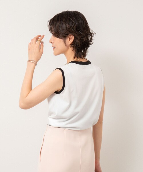 NOLLEY’S Sophi（ノーリーズソフィ）の「《アンサンブル対応/手洗い可能》綿ポリノースリーブプルオーバーニット（ニット/セーター・レディース・オレンジ/サックスブルー/ホワイト/ブラック・38/36）」の20枚目の写真