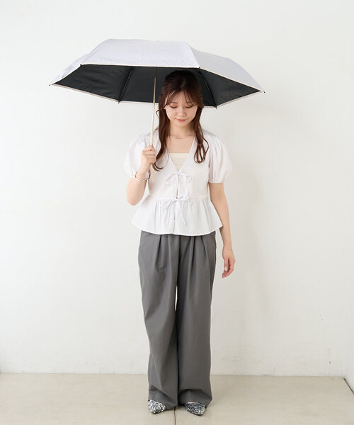 BIRTHDAY BAR(バースデイバー)の「【CUDA(クーダ)】涼しくする晴雨兼用傘 ノーブルパイピング日折(折りたたみ傘・レディース・ブルー系その他/モカ/ピンク/アイボリー・0)」の18枚目の写真