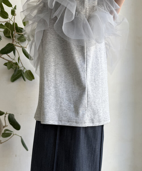 新品　DOUDOU チュールフリルTEE ドゥドゥ セール】【WEB限定】チュールビスチェTEE（Tシャツ/カットソー