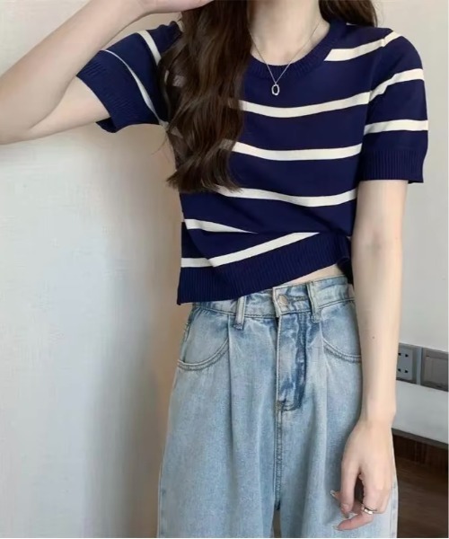 NO WAY（ノーウェイ）の「/レディース ショート丈ニット(BDS)（ニット/セーター・レディース・ベージュ/ブラック/グリーン・FREE）」の4枚目の写真