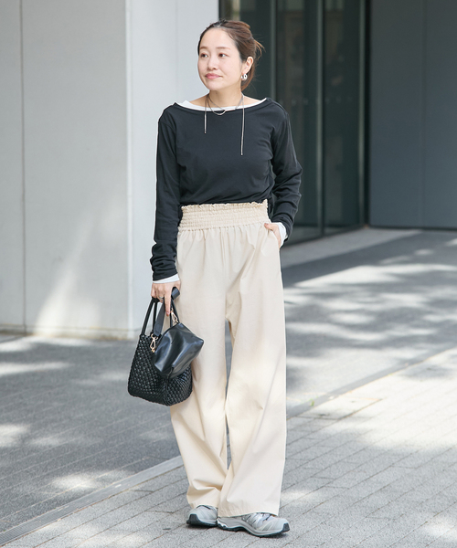 JOURNAL STANDARD(ジャーナルスタンダード)の「《WEB限定追加3》【接触冷感/防しわ/洗える/撥水】ナイロンストレッチワイドパンツ(その他パンツ・レディース・ベージュ/ブラック/アイボリー・34/36/38/40)」の9枚目の写真