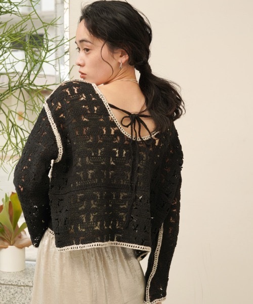 Bab(バブ)の「クロシェ前後2WAYトップス(Tシャツ/カットソー・レディース・A/B/アイボリー・FREE)」の5枚目の写真