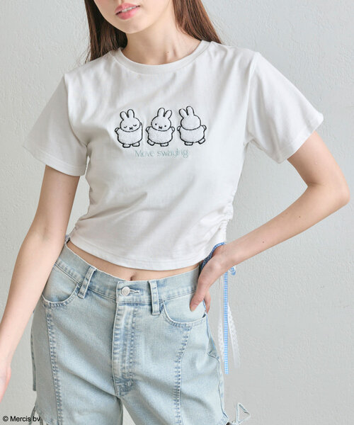 OLIVE des OLIVE(オリーブデオリーブ)の「サガラ刺繍miffyチビT(Tシャツ/カットソー・レディース・オフホワイト/ブラック/ホワイト・FREE)」の2枚目の写真