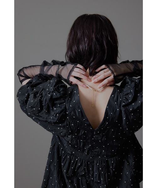 バブルスリーブジャガードドレス ドット マタニティ 妊婦 結婚式