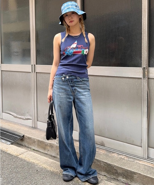 MOUSSY（マウジー）の「OP GRAPHIC タンクトップ（タンクトップ・レディース・ホワイト/ネイビー・FREE）」の3枚目の写真