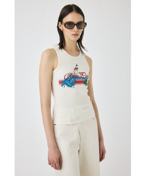 MOUSSY（マウジー）の「OP GRAPHIC タンクトップ（タンクトップ・レディース・ホワイト/ネイビー・FREE）」の9枚目の写真