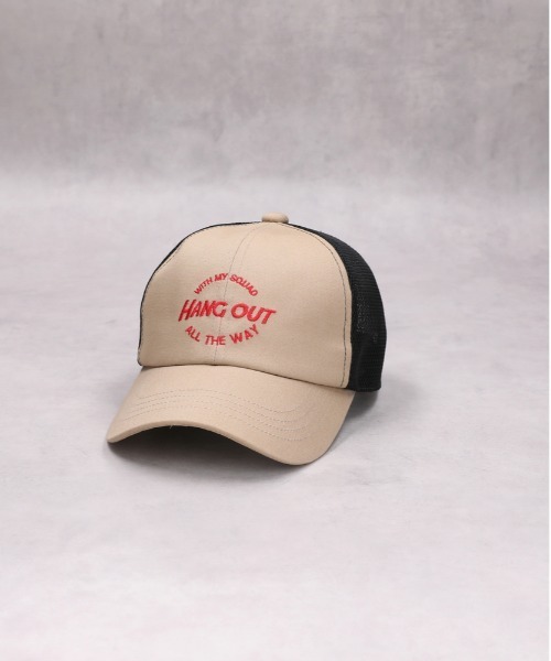 Right-on（ライトオン）の「【Refurbish】刺繍メッシュキャップ（キャップ・キッズ・ベージュ/ブラック・フリー）」の2枚目の写真