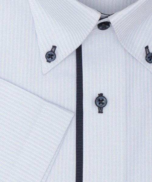 TOKYO SHIRTS(トウキョウシャツ)の「【超形態安定】 形態安定ノンアイロン ボタンダウン 半袖ビジネスワイシャツ(ビジネスシャツ・メンズ・ブルー・首回り41cm/首回り42cm/首回り37cm/首回り39cm/首回り43cm)」の3枚目の写真