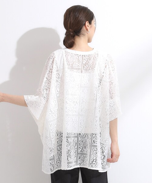 Cutie Blonde（キューティーブロンド）の「大人レトロスタイルに レースポンチョシャツ（シャツ/ブラウス・レディース・ブラック/ホワイト/ダークブラウン・00）」の5枚目の写真