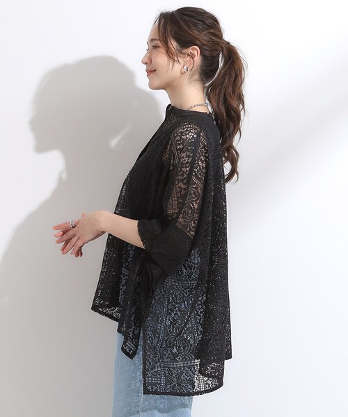 Cutie Blonde（キューティーブロンド）の「大人レトロスタイルに レースポンチョシャツ（シャツ/ブラウス・レディース・ブラック/ホワイト/ダークブラウン・00）」の9枚目の写真