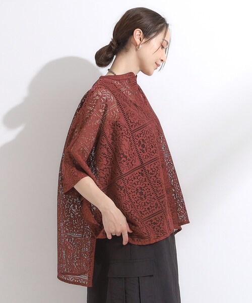 Cutie Blonde（キューティーブロンド）の「大人レトロスタイルに レースポンチョシャツ（シャツ/ブラウス・レディース・ブラック/ホワイト/ダークブラウン・00）」の13枚目の写真