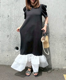 M y u（ミュー）の「DOLLY裾フリル Tシャツワンピース（ワンピース 