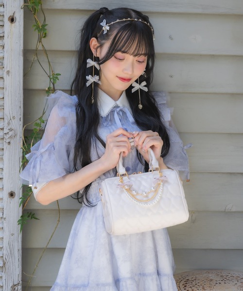 ROJITA（ロジータ）の「ハートキルティングチェーンBAG（ハンドバッグ・レディース・ホワイト/ブラック/サックスブルー/ピンク・FREE）」の2枚目の写真