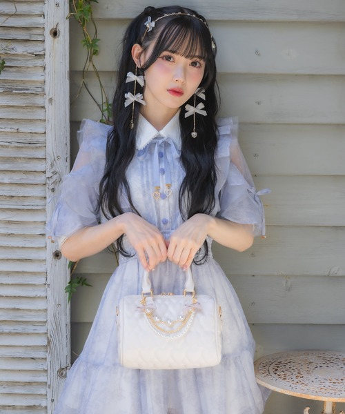 ROJITA（ロジータ）の「ハートキルティングチェーンBAG（ハンドバッグ・レディース・ホワイト/ブラック/サックスブルー/ピンク・FREE）」の6枚目の写真