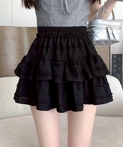 SpRay(スプレイ)の「【着るだけ可愛い】スタイルUPも叶うティアードミニスカート(スカート・レディース・アイボリー/ホワイト/ブラック・FREE)」の21枚目の写真