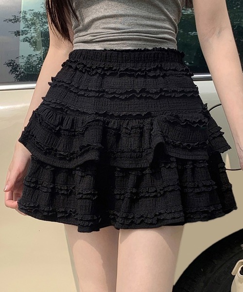 SpRay(スプレイ)の「【着るだけ可愛い】スタイルUPも叶うティアードミニスカート(スカート・レディース・アイボリー/ホワイト/ブラック・FREE)」の20枚目の写真