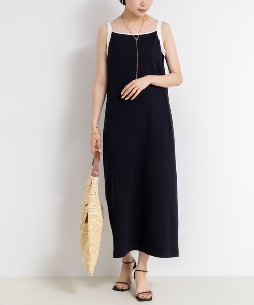 NOLLEY’S Sophi(ノーリーズソフィ)の「《手洗い可能》配色ニットロングキャミワンピース(ワンピース・レディース・ダークネイビー/ブラウン・38)」の2枚目の写真