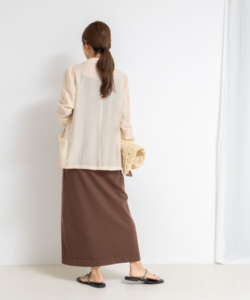 NOLLEY’S Sophi(ノーリーズソフィ)の「《手洗い可能》配色ニットロングキャミワンピース(ワンピース・レディース・ダークネイビー/ブラウン・38)」の5枚目の写真