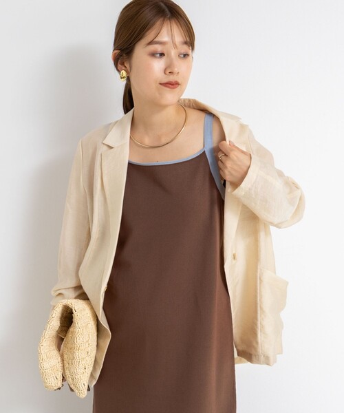 NOLLEY’S Sophi(ノーリーズソフィ)の「《手洗い可能》配色ニットロングキャミワンピース(ワンピース・レディース・ダークネイビー/ブラウン・38)」の8枚目の写真