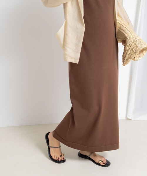 NOLLEY’S Sophi(ノーリーズソフィ)の「《手洗い可能》配色ニットロングキャミワンピース(ワンピース・レディース・ダークネイビー/ブラウン・38)」の9枚目の写真