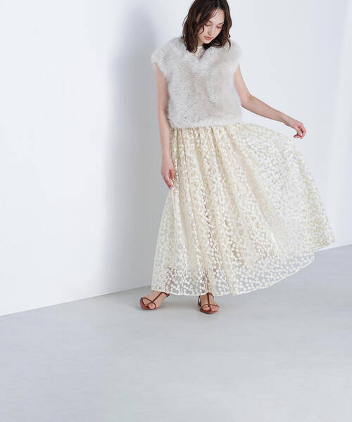 新品未使用 23区 エンブロイダリーラミーワンピース ホワイト リネン ただいまより!!【CELFORD×石井美保 Special Collaboration