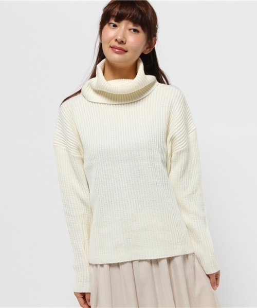 Luz Llena (philter)（ラズレナ　フィルター）の「[ウール混]ビッグタートルネックニット/トップス（ニット/セーター・レディース・ミント/ネイビー/オフホワイト/グレー/ブラック・MEDIUM/LARGE）」の6枚目の写真