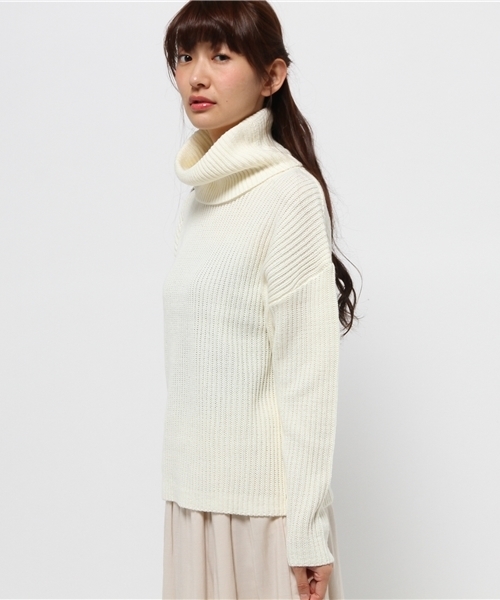 Luz Llena (philter)（ラズレナ　フィルター）の「[ウール混]ビッグタートルネックニット/トップス（ニット/セーター・レディース・ミント/ネイビー/オフホワイト/グレー/ブラック・MEDIUM/LARGE）」の7枚目の写真