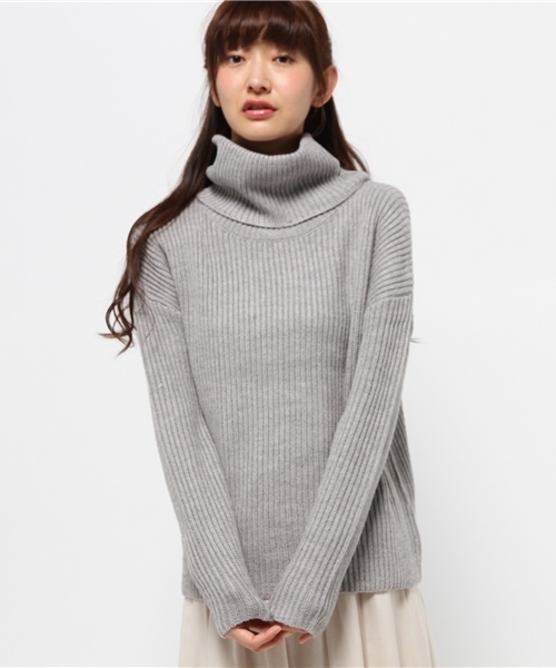 Luz Llena (philter)（ラズレナ　フィルター）の「[ウール混]ビッグタートルネックニット/トップス（ニット/セーター・レディース・ミント/ネイビー/オフホワイト/グレー/ブラック・MEDIUM/LARGE）」の16枚目の写真