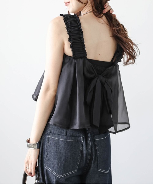 AMELY(エミリー)の「バックリボンシアービスチェ(その他トップス・レディース・ブラック/ホワイト・フリー)」の1枚目の写真