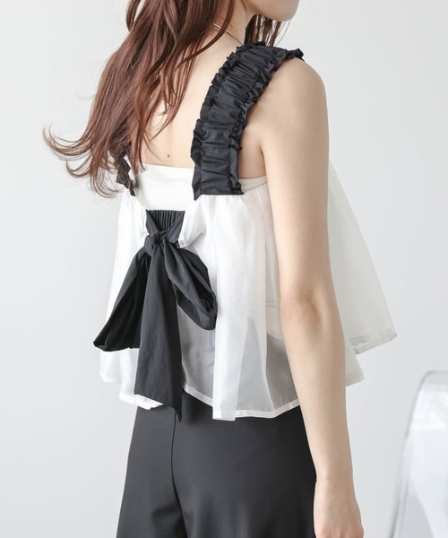 AMELY(エミリー)の「バックリボンシアービスチェ(その他トップス・レディース・ブラック/ホワイト・フリー)」の8枚目の写真