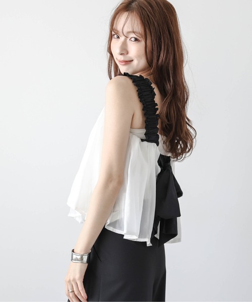 AMELY(エミリー)の「バックリボンシアービスチェ(その他トップス・レディース・ブラック/ホワイト・フリー)」の10枚目の写真