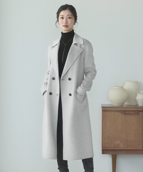 sankyo shokai(サンキョウショウカイ)の「チェスターコート ダブルフェイス(チェスターコート・レディース・ライトグレー/ライトブルー・FREE)」の1枚目の写真