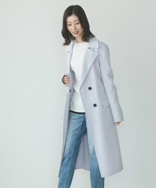 sankyo shokai(サンキョウショウカイ)の「チェスターコート ダブルフェイス(チェスターコート・レディース・ライトグレー/ライトブルー・FREE)」の2枚目の写真