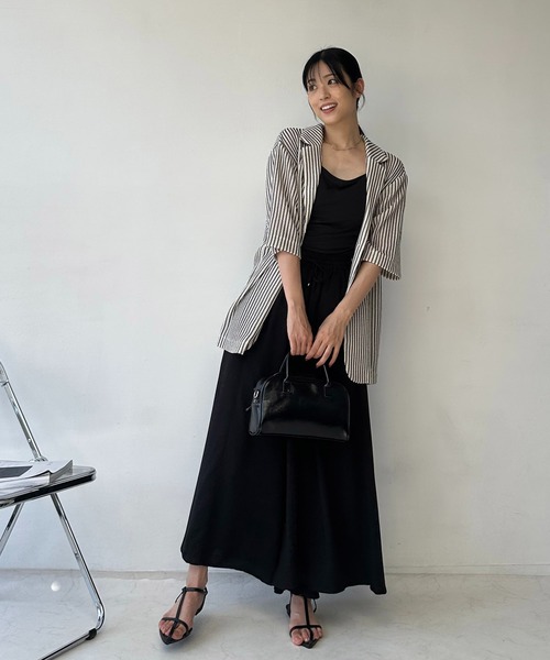 AS KNOW AS plus（アズノゥアズプラス）の「♪アソートデザイン 半袖テーラードジャケット（シアージャガード、シワサテン、ストライプ）（テーラードジャケット・レディース・チャコールグレー/アイボリー系/アイボリー・FREE）」の22枚目の写真