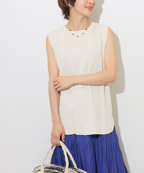 JOURNAL STANDARD relume(ジャーナルスタンダード レリューム)の「《追加2》TCワッフルノースリーブ(Tシャツ/カットソー・レディース・ホワイト/ブラック/ストーン・FREE)」の3枚目の写真