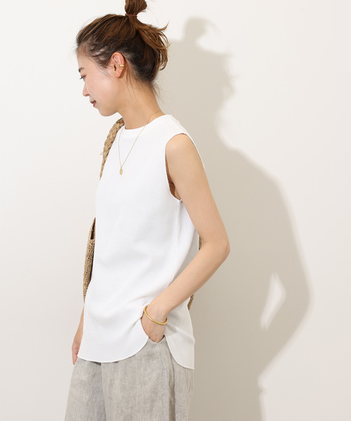 JOURNAL STANDARD relume(ジャーナルスタンダード レリューム)の「《追加2》TCワッフルノースリーブ(Tシャツ/カットソー・レディース・ホワイト/ブラック/ストーン・FREE)」の8枚目の写真