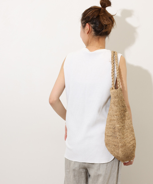 JOURNAL STANDARD relume(ジャーナルスタンダード レリューム)の「《追加2》TCワッフルノースリーブ(Tシャツ/カットソー・レディース・ホワイト/ブラック/ストーン・FREE)」の9枚目の写真