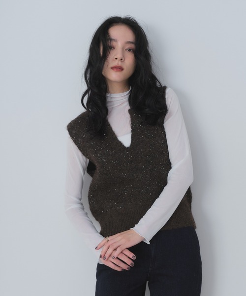 スパンコールショートベスト（ベスト）｜Shelly island（シェリー