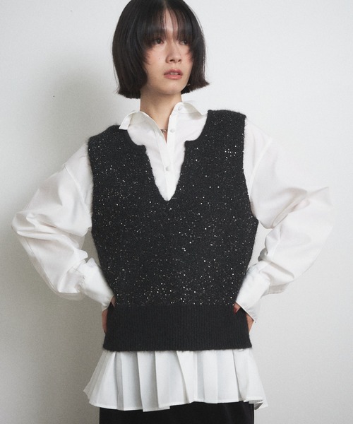 スパンコールショートベスト（ベスト）｜Shelly island（シェリー