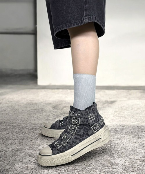 ASH（アッシュ）の「ASH/アッシュ 【RAINBOW STUDS】レオパード柄厚底スタッズハイカットスニーカー ボリュームソール 5cmヒール（スニーカー・レディース・ブラウン/グレー・37/36/38）」の5枚目の写真