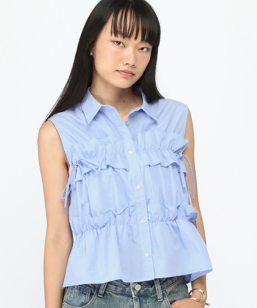 3.3 Field Trip （3.3フィールドトリップ）の「3.3 Field Trip／ノースリーブフリルブラウス（シャツ/ブラウス・レディース・その他1/サックスブルー/オフホワイト・FREE）」の19枚目の写真