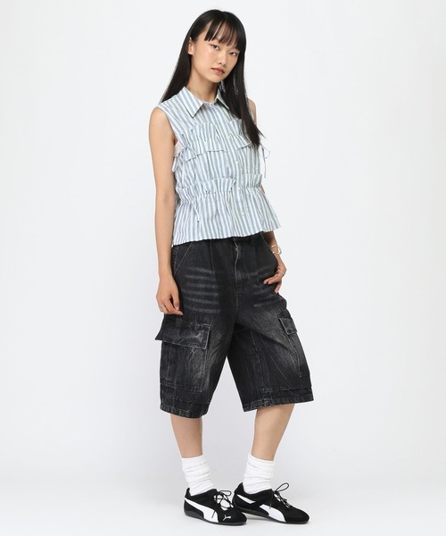 3.3 Field Trip （3.3フィールドトリップ）の「3.3 Field Trip／ノースリーブフリルブラウス（シャツ/ブラウス・レディース・その他1/サックスブルー/オフホワイト・FREE）」の10枚目の写真