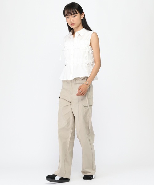 3.3 Field Trip （3.3フィールドトリップ）の「3.3 Field Trip／ノースリーブフリルブラウス（シャツ/ブラウス・レディース・その他1/サックスブルー/オフホワイト・FREE）」の17枚目の写真