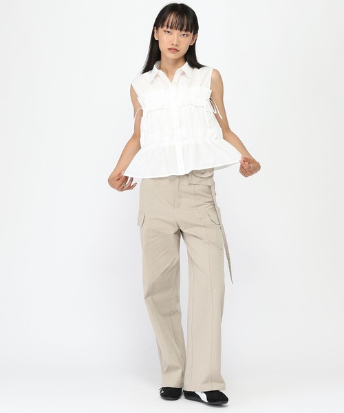 3.3 Field Trip （3.3フィールドトリップ）の「3.3 Field Trip／ノースリーブフリルブラウス（シャツ/ブラウス・レディース・その他1/サックスブルー/オフホワイト・FREE）」の16枚目の写真