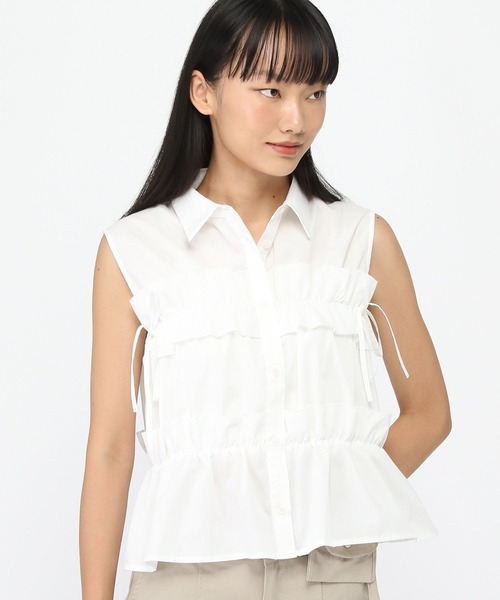 3.3 Field Trip （3.3フィールドトリップ）の「3.3 Field Trip／ノースリーブフリルブラウス（シャツ/ブラウス・レディース・その他1/サックスブルー/オフホワイト・FREE）」の15枚目の写真