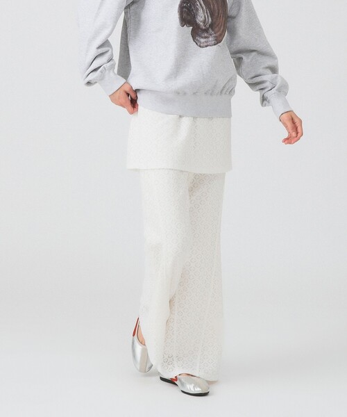 Ray BEAMS（レイビームス）の「レース スカート セット フレア パンツ（その他パンツ・レディース・ブラック/ホワイト・ONE SIZE）」の6枚目の写真