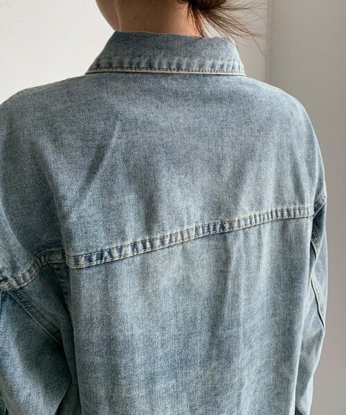DouDou(ドゥドゥ)の「オーバーサイズデニムジャケット(その他アウター・レディース・インディゴブルー・FREE)」の14枚目の写真