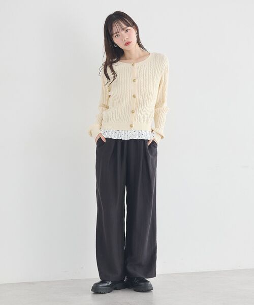 earth music&ecology（アースミュージックアンドエコロジー）の「リラックスタックパンツ（その他パンツ・レディース・チャコールグレー/ブラック/ブラウン・FREE）」の13枚目の写真