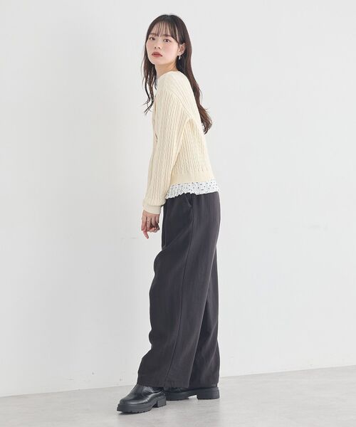 earth music&ecology（アースミュージックアンドエコロジー）の「リラックスタックパンツ（その他パンツ・レディース・チャコールグレー/ブラック/ブラウン・FREE）」の14枚目の写真