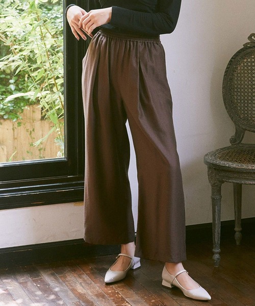 earth music&ecology（アースミュージックアンドエコロジー）の「リラックスタックパンツ（その他パンツ・レディース・チャコールグレー/ブラック/ブラウン・FREE）」の3枚目の写真